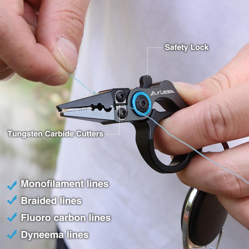 FLISSA Mini Fishing Pliers with Fly Fishing Zinger Retractor, Fish Hook Remover Tool, Split Ring Pliers for Saltwater & Freshwater, Tungsten Carbide Cutters, Fishing Gear Gift for Anglers - Image 4